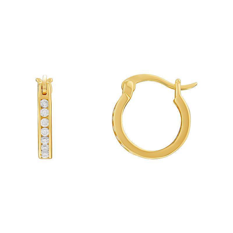 PRIMROSE Sterling Silver Cubic Zirconia Huggie Hoop Earrings, Womens Gold Product Image