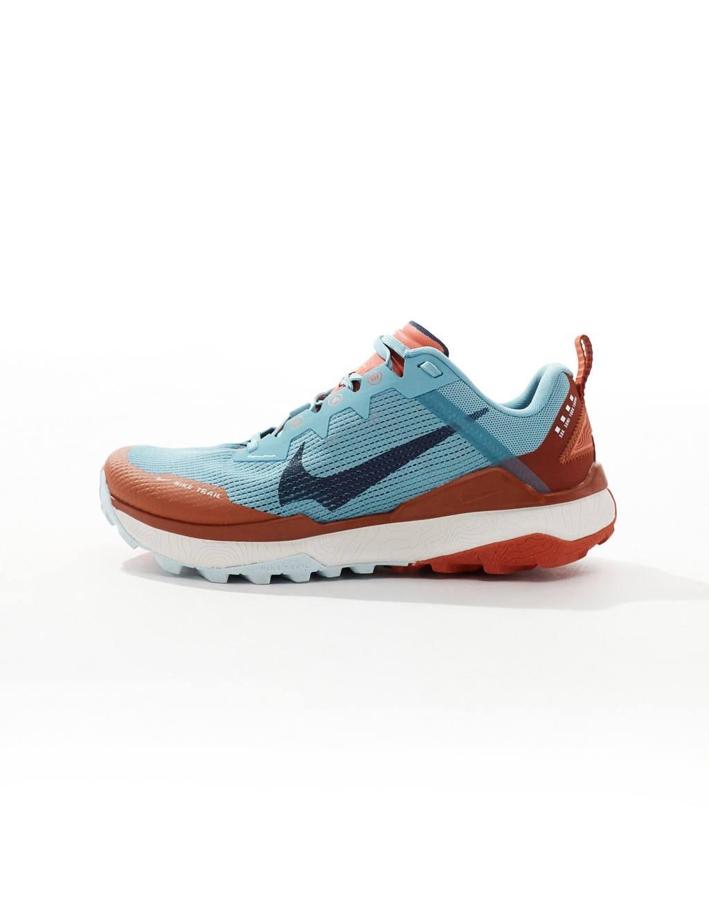 Nike Running React Wildhorse 8 sneakers in light blue and orange Product Image