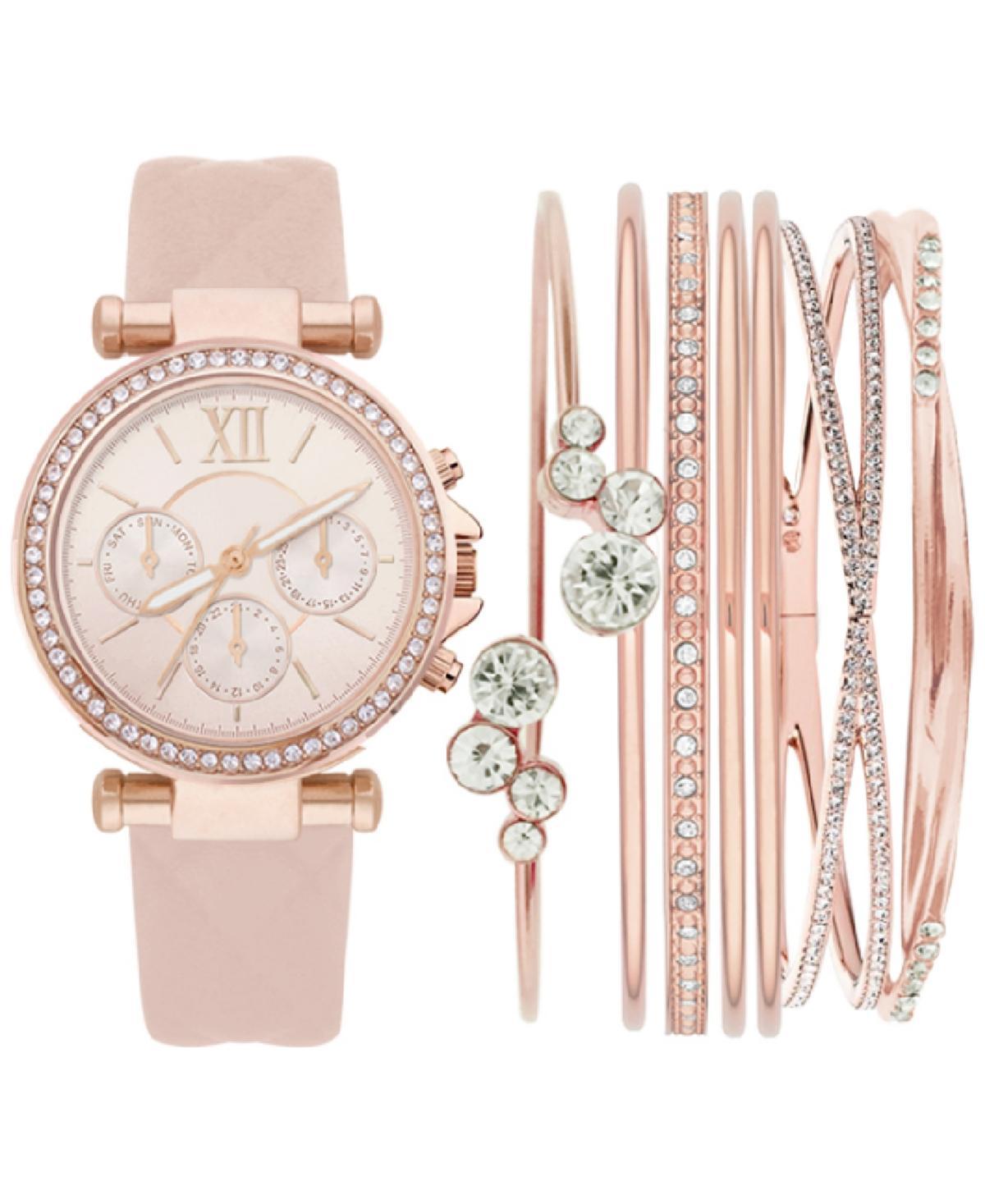 Jessica Carlyle Womens Blush Leather Strap Watch 36mm Gift Set Product Image