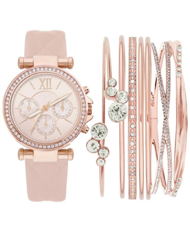 Jessica Carlyle Womens Blush Leather Strap Watch 36mm Gift Set Product Image