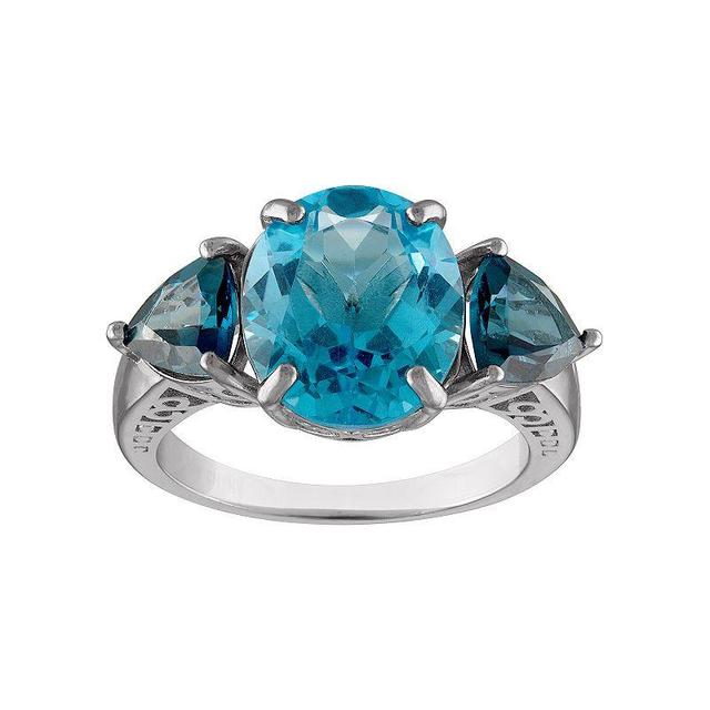 Tiara Sterling Silver London & Swiss Blue Topaz Ring, Womens Product Image