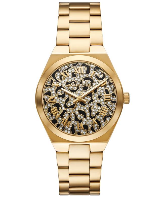 Michael Kors Womens Lennox Three-Hand Gold-Tone Stainless Steel Watch 37mm - Gold-tone Product Image