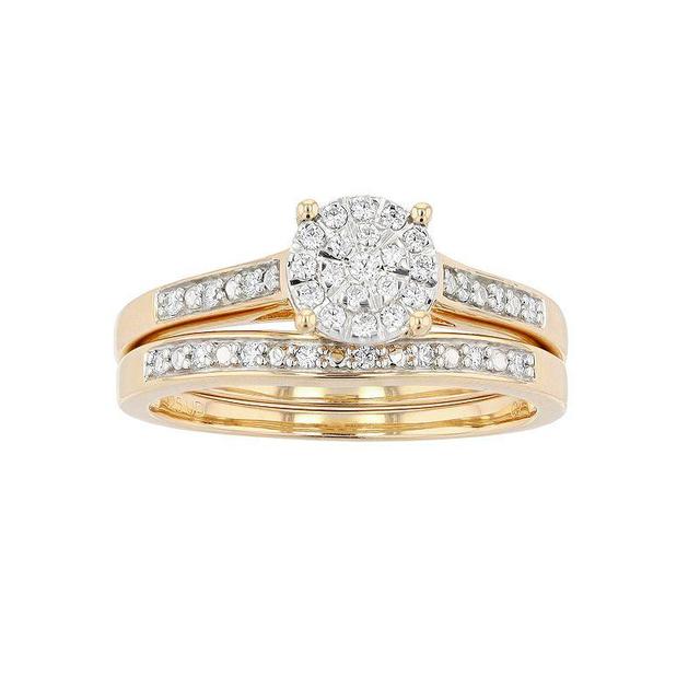 Sterling Silver 1/5 Carat T.W. Diamond Engagement Ring Set, Womens Gold Tone Product Image