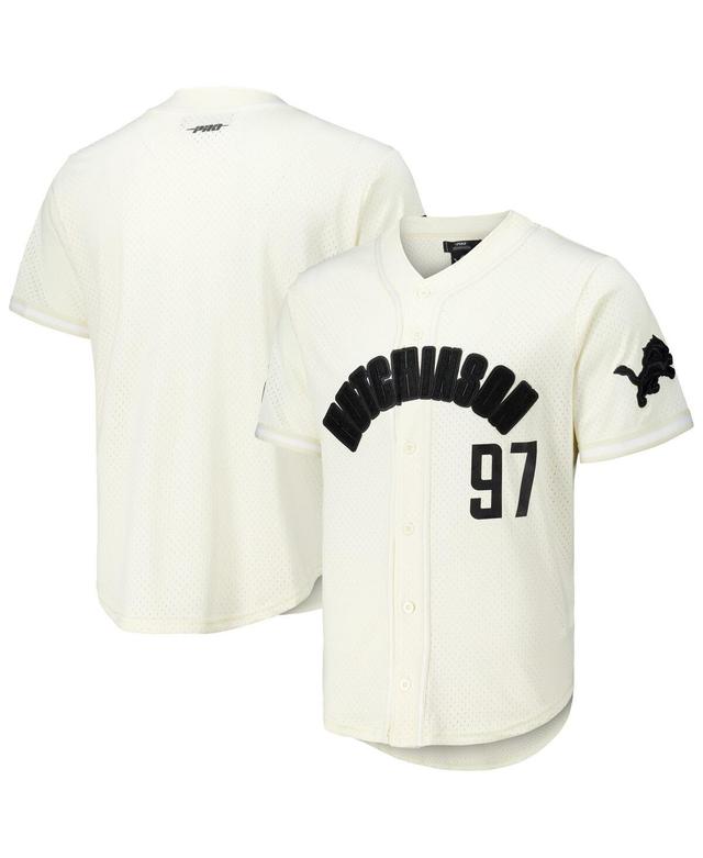 Pro Standard Mens Aidan Hutchinson Cream Detroit Lions Name Number Triple Tonal Button-Up Baseball Jersey Product Image