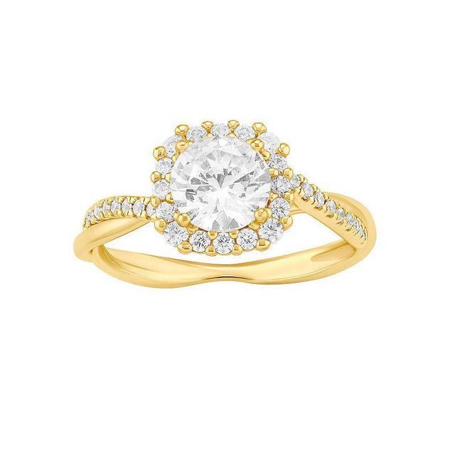 PRIMROSE Sterling Silver Cubic Zirconia Cushion Halo Ring, Womens Two Tone Yellow Gold C Product Image