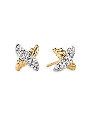 Womens X Earrings with Diamonds in Gold Product Image