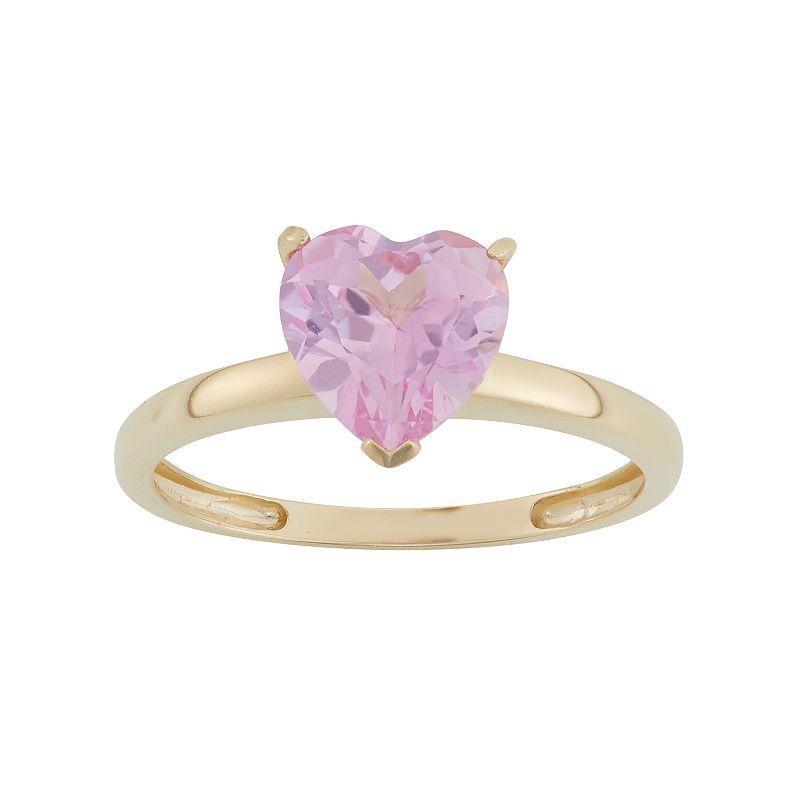 Designs by Gioelli 10k Gold Lab-Created Pink Sapphire Heart Ring, Womens Product Image