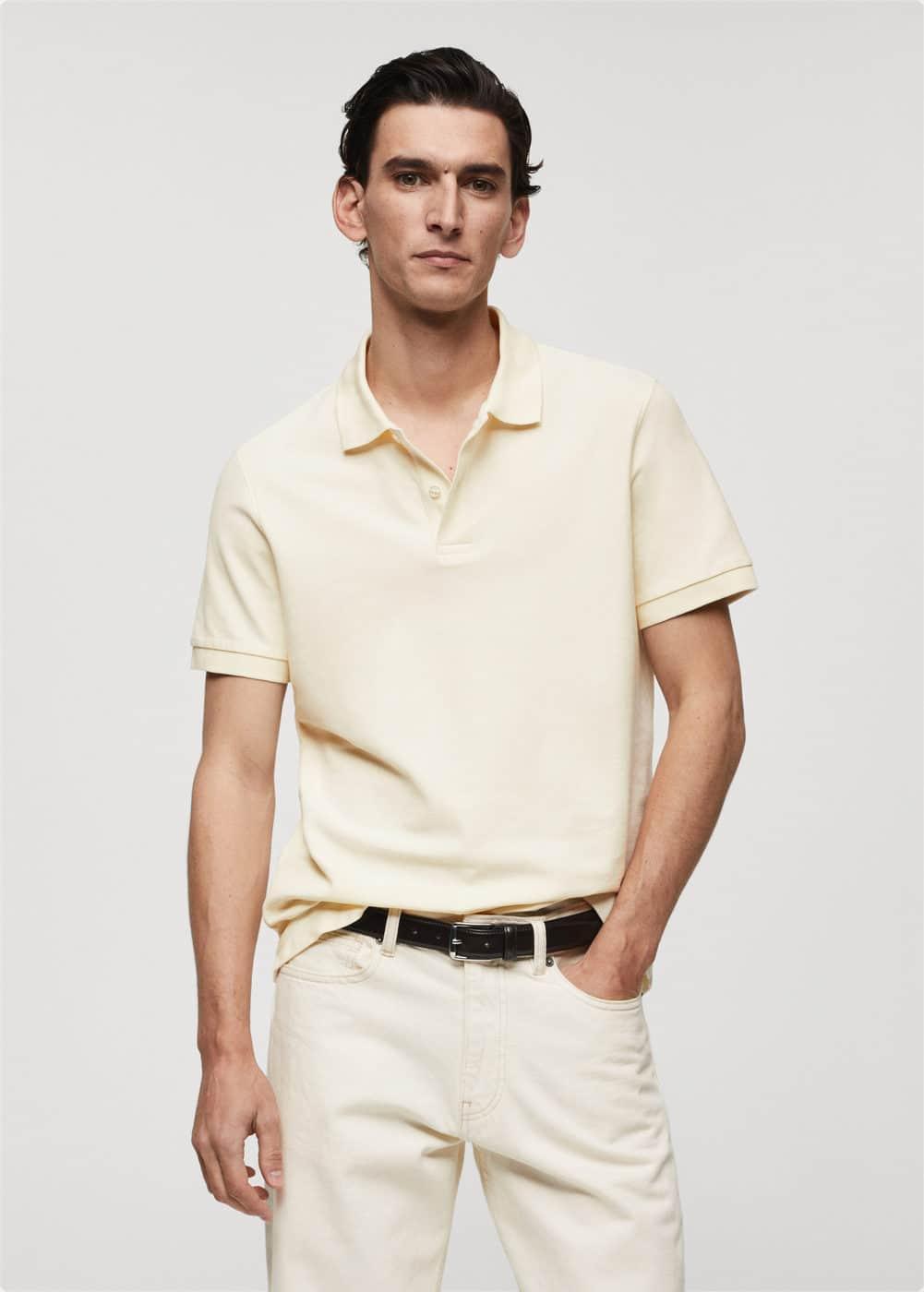 MANGO MAN - 100% cotton pique polo shirt vanillaMen Product Image