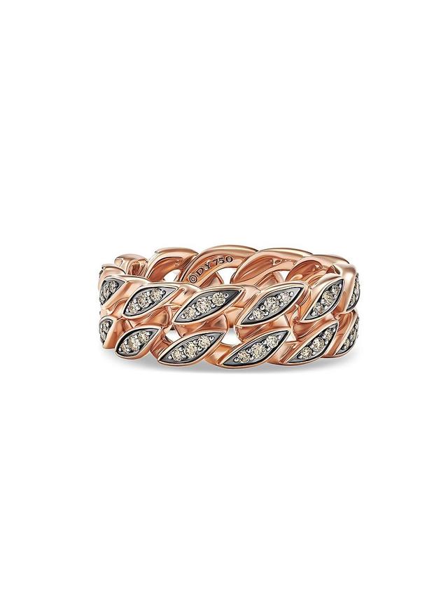 Mens Curb Chain Band Ring in 18K Rose Gold Product Image