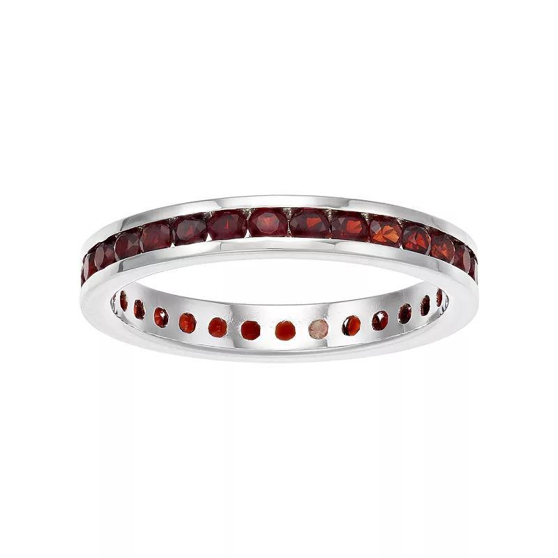 Traditions Jewelry Company Sterling Silver Channel-Set Garnet Birthstone Ring, Womens Red Product Image