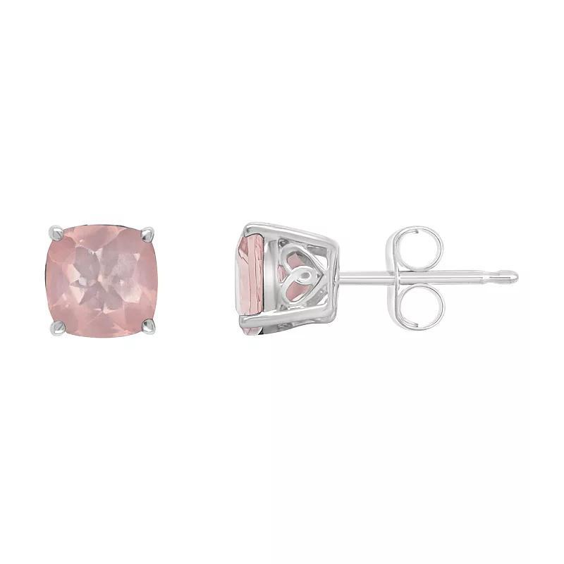 Alyson Layne Sterling Silver 6 mm Cushion Rose Quartz Stud Earrings, Womens Product Image