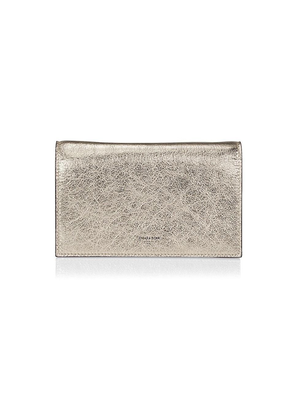 Womens Elena Metallic Leather Clutch Product Image