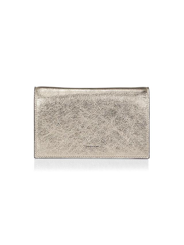 Womens Elena Metallic Leather Clutch Product Image