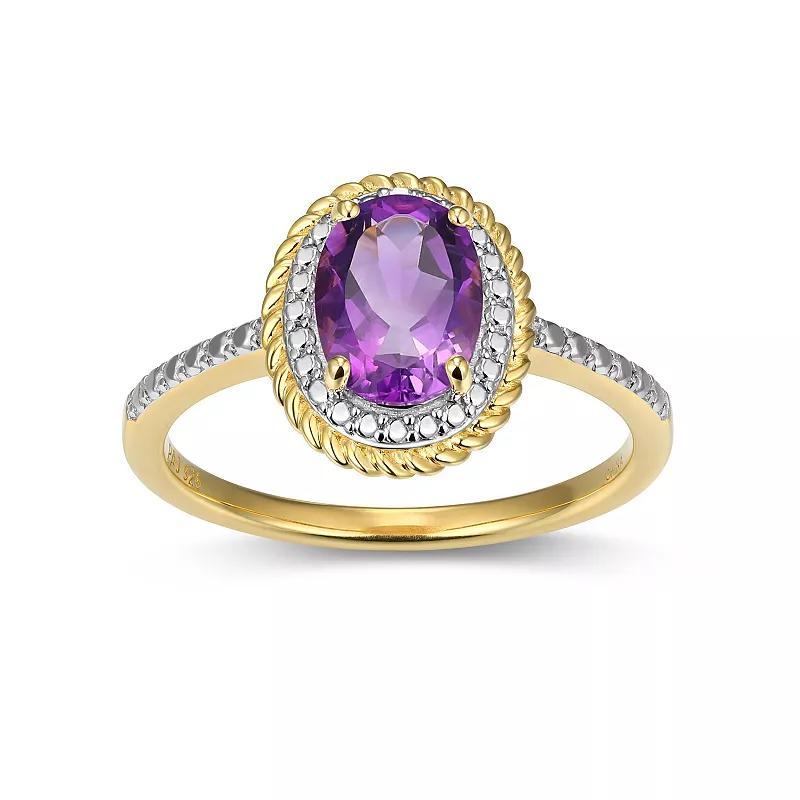 18k Gold Over Silver Gemstone & Diamond Accent Halo Ring, Womens, February Gen Purple Product Image