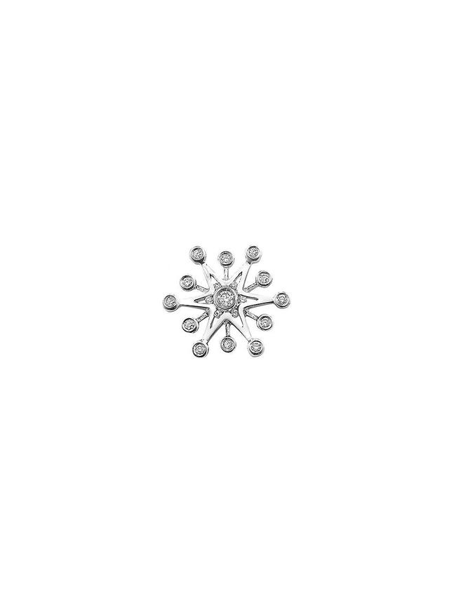 Womens Snowflake 14K-White-Gold & Diamond Stud Earring Product Image