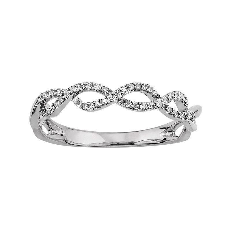 1/8 Carat T.W. Diamond 10k Gold Infinity Ring, Womens White Product Image