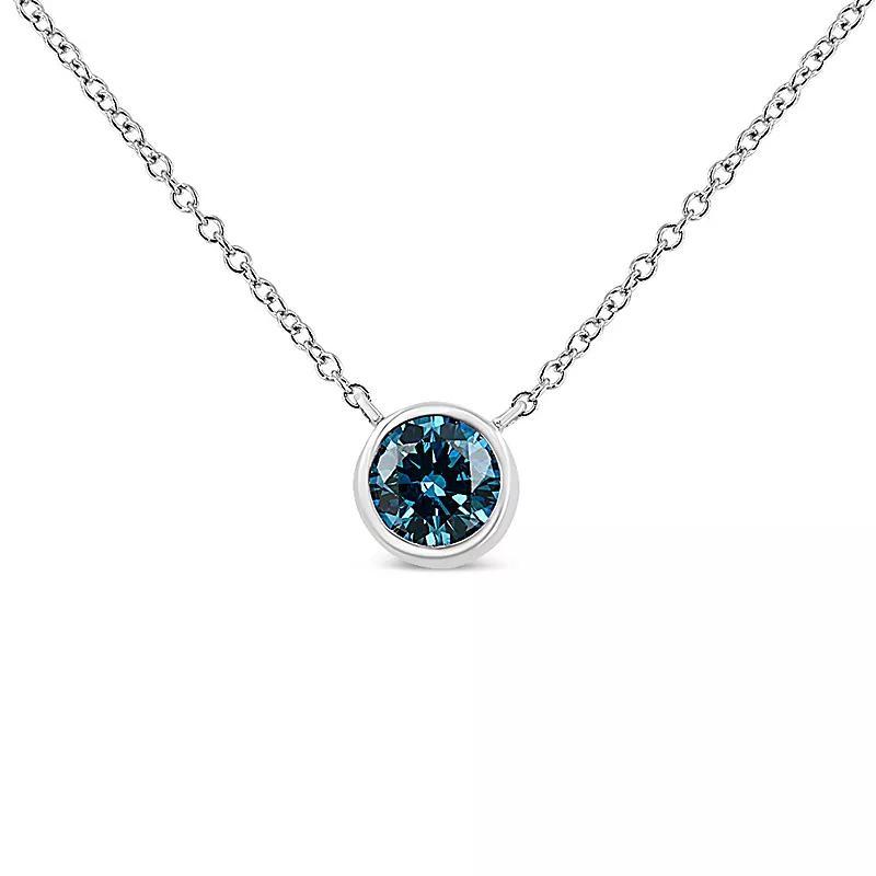 Haus of Brilliance 14k White Gold 1/2 Carat T.W. Lab-Grown Blue Diamond Solitaire Pendant Necklace, Womens Product Image