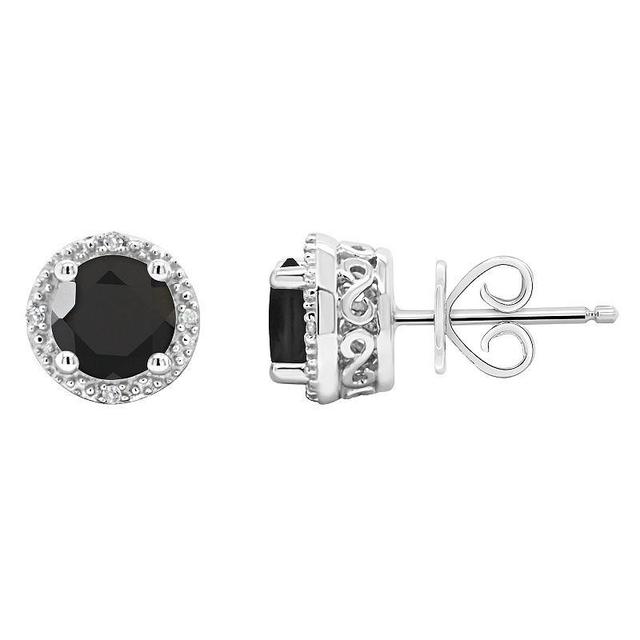 Cultured Freshwater Pearl & Diamond Accent Stud Earrings in Sterling Silver (Also in OnyxTurquoise) - Labradorite Product Image