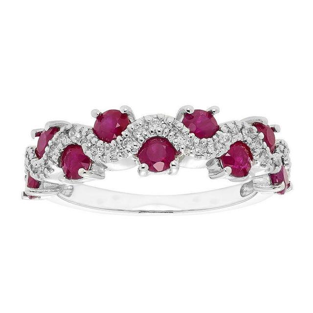 The Regal Collection 14k Gold 1/6 Carat T.W. Diamond & Ruby Ring, Womens, 14k Whgold Product Image