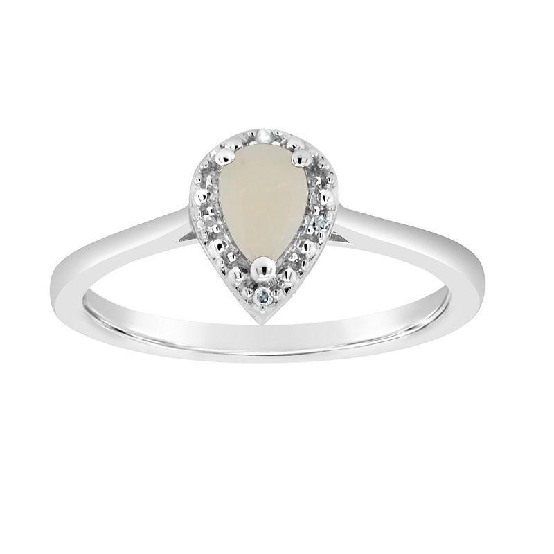 Celebration Gems Sterling Silver Pear Shaped Diamond Accent Frame Ring, Womens White Product Image