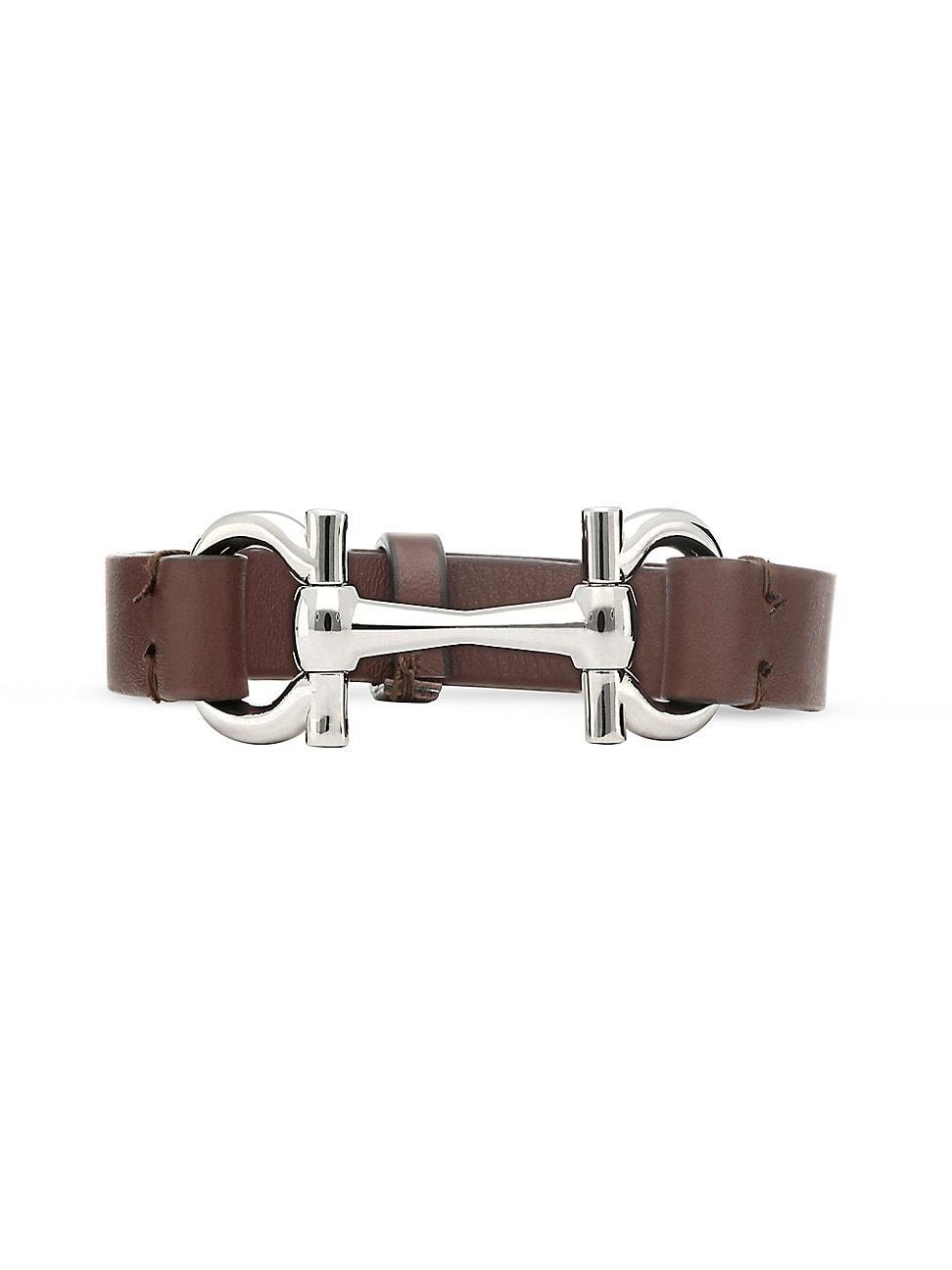 Mens Logo Leather Bracelet Product Image