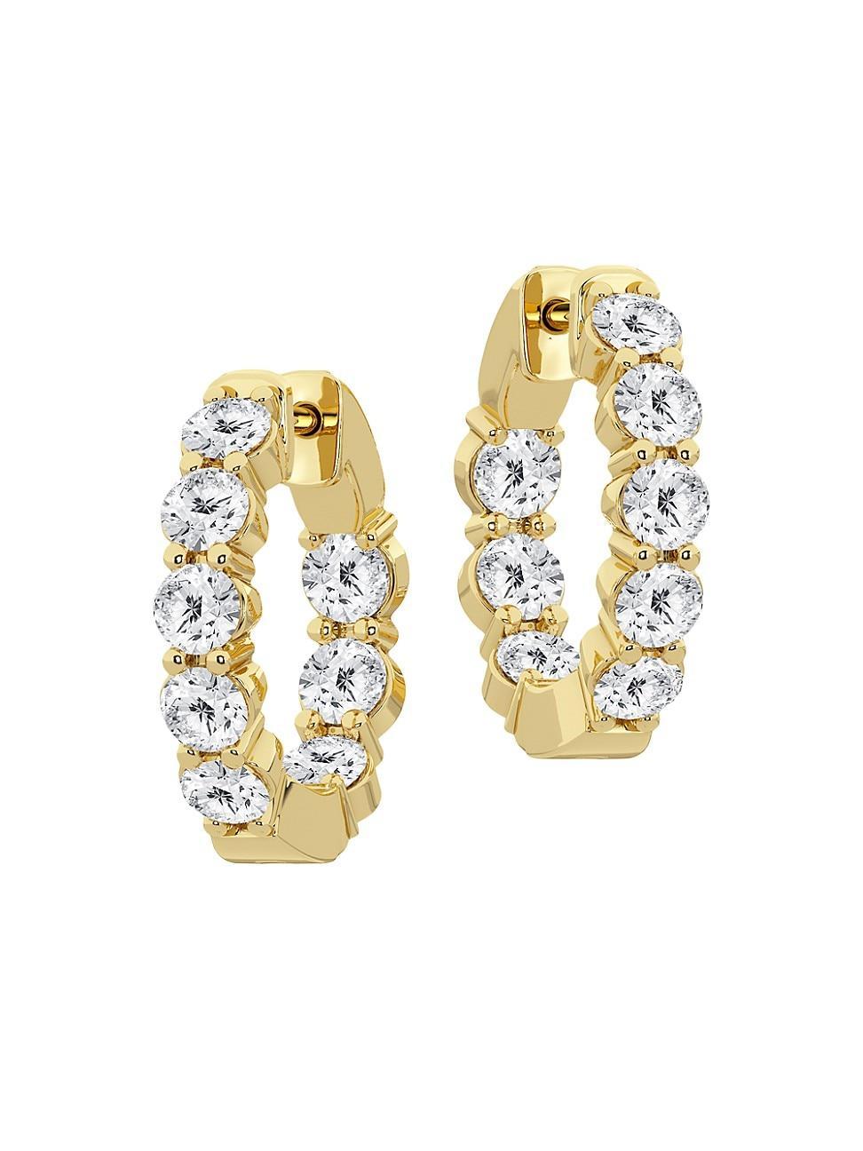 Womens 14K Yellow Gold & 3 TCW Lab-Grown Diamond Inside-Out Hoop Earrings Product Image