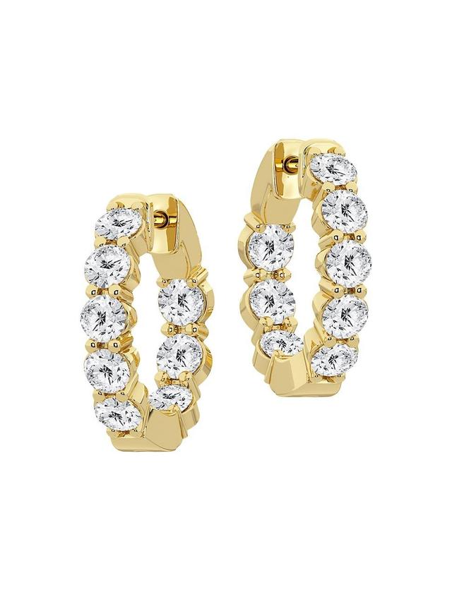 Womens 14K Yellow Gold & 3 TCW Lab-Grown Diamond Inside-Out Hoop Earrings Product Image