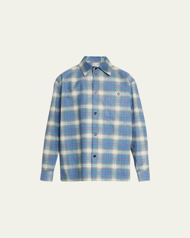 Bottega Veneta Plaid Flannel Print Leather Shirt Jacket Product Image