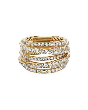 Womens Pav Crossover Ring in 18K Yellow Gold Product Image