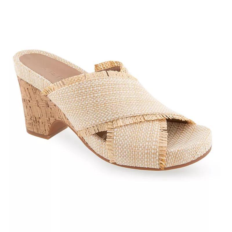 Aerosoles Madina Womens Wedge Sandals Brown Raffia Product Image