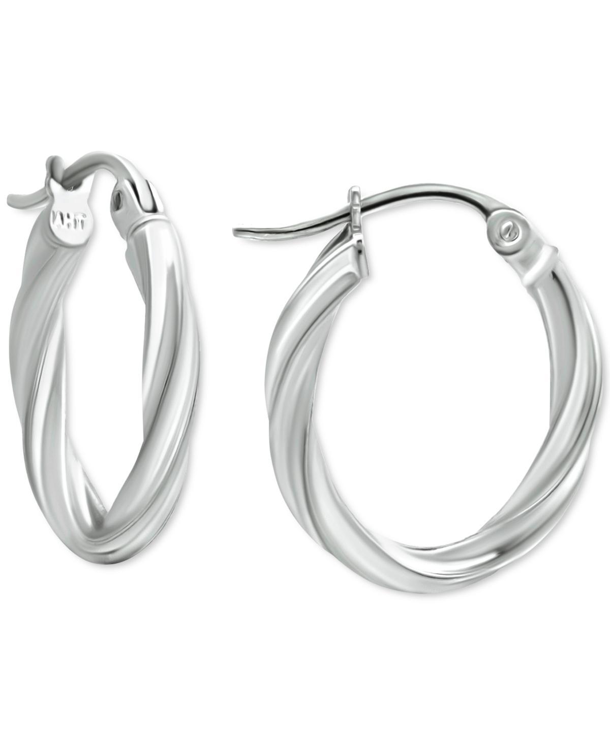 Aleure Precioso Sterling Silver Oval Twist Hoop Earrings, Womens Product Image