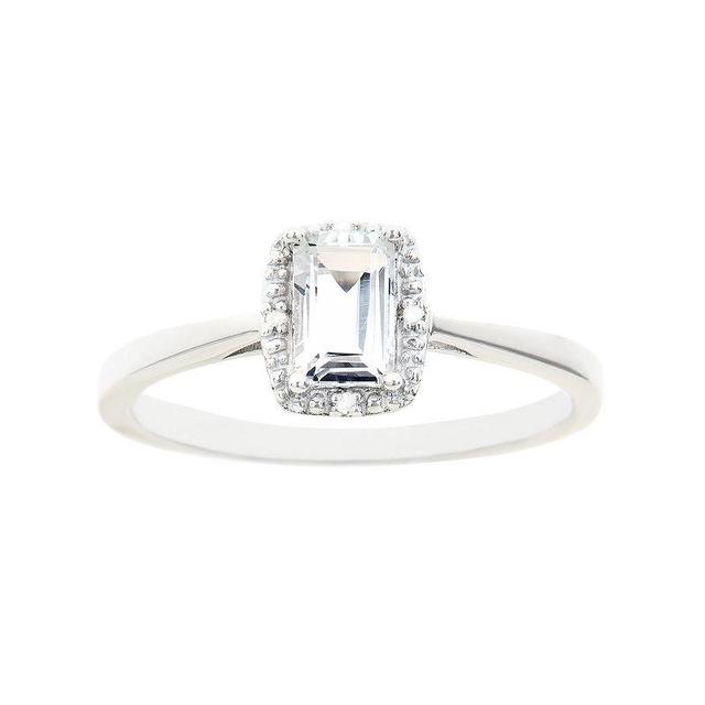 Celebration Gems Sterling Silver White Topaz & Diamond Accent Rectangle Halo Ring, Womens Product Image