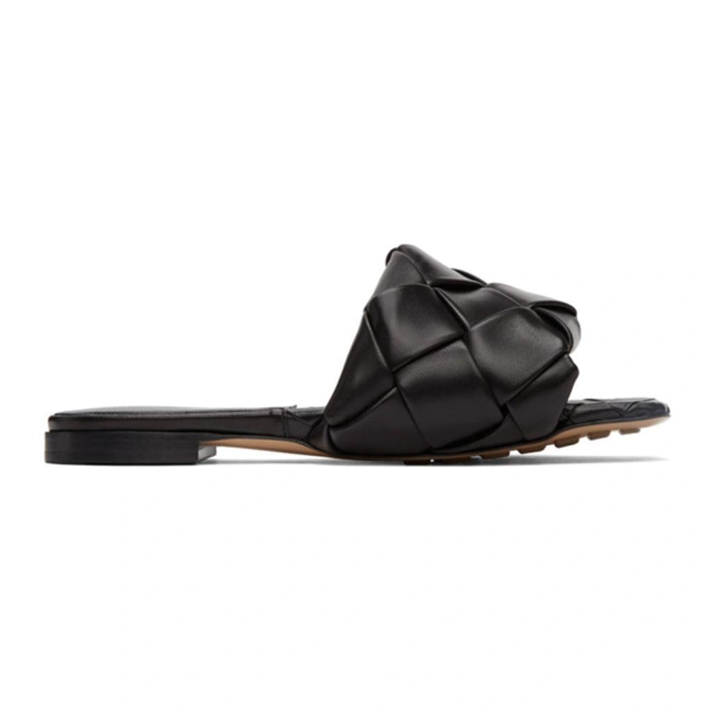 BOTTEGA VENETA Black Intrecciato Lido Flat Sandals Product Image