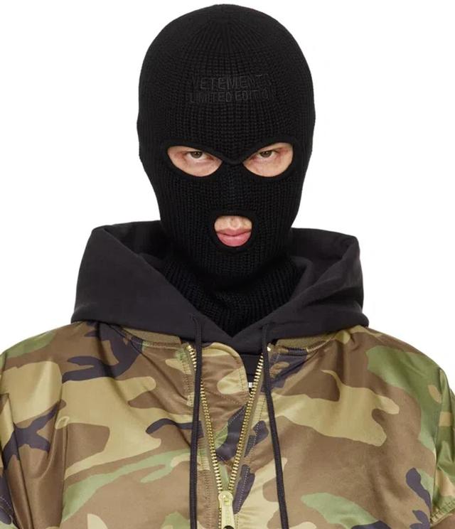 Knit Ribbed Balaclava In Black Product Image