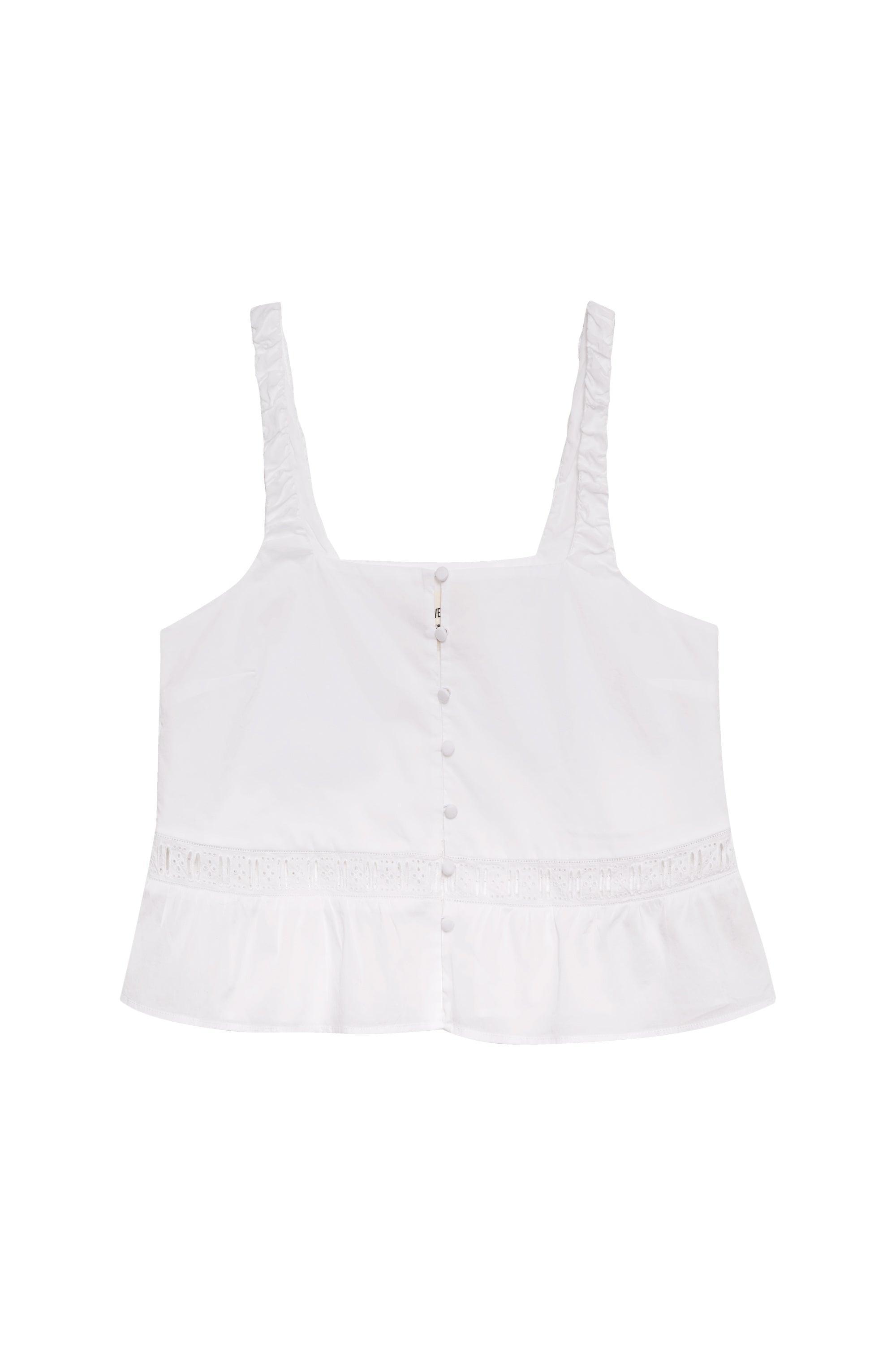 x DJERF AVENUE Airy Poplin Buttoned Top - White Product Image