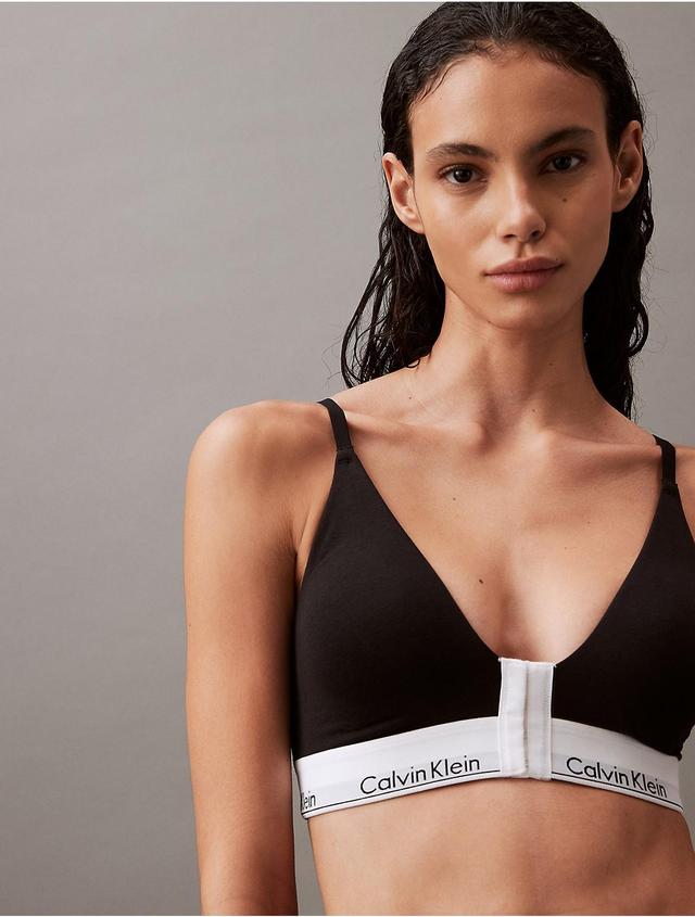 Calvin Klein Womens Modern Cotton Lightly Lined Triangle Front Closure Bralette - Black - XL Product Image