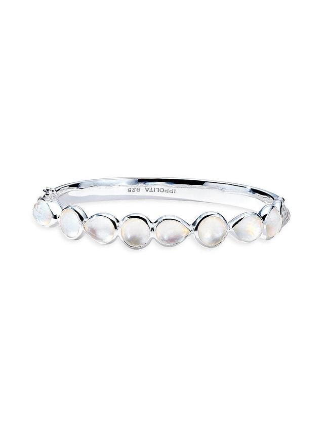 Womens Rock Candy Sterling Silver, Rock Crystal & Mother-Of-Pearl Hinged Bangle Product Image