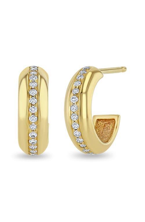 Zo Chicco 14K Pav Diamond Huggie Hoop Earrings Product Image