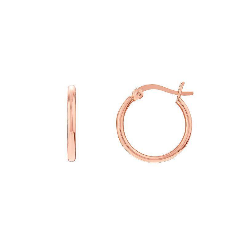 PRIMROSE Sterling Silver Tube Hoop Earrings, Womens, 14k Rose Gold Over Product Image