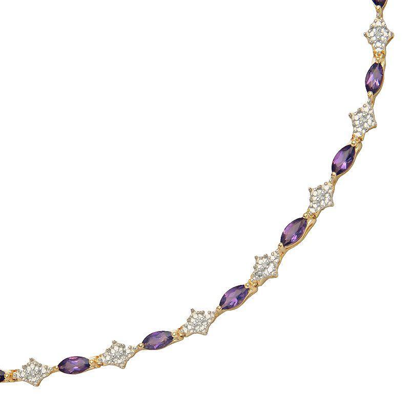 18k Gold-Over-Silver African Amethyst and Diamond Accent Bracelet, Womens Purple Product Image