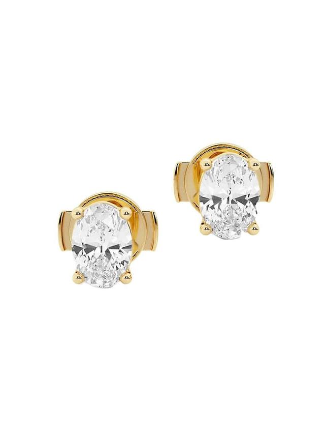 Womens Ethereal 14K Yellow Gold & 1 TCW Oval Lab-Created Diamond Stud Earrings Product Image