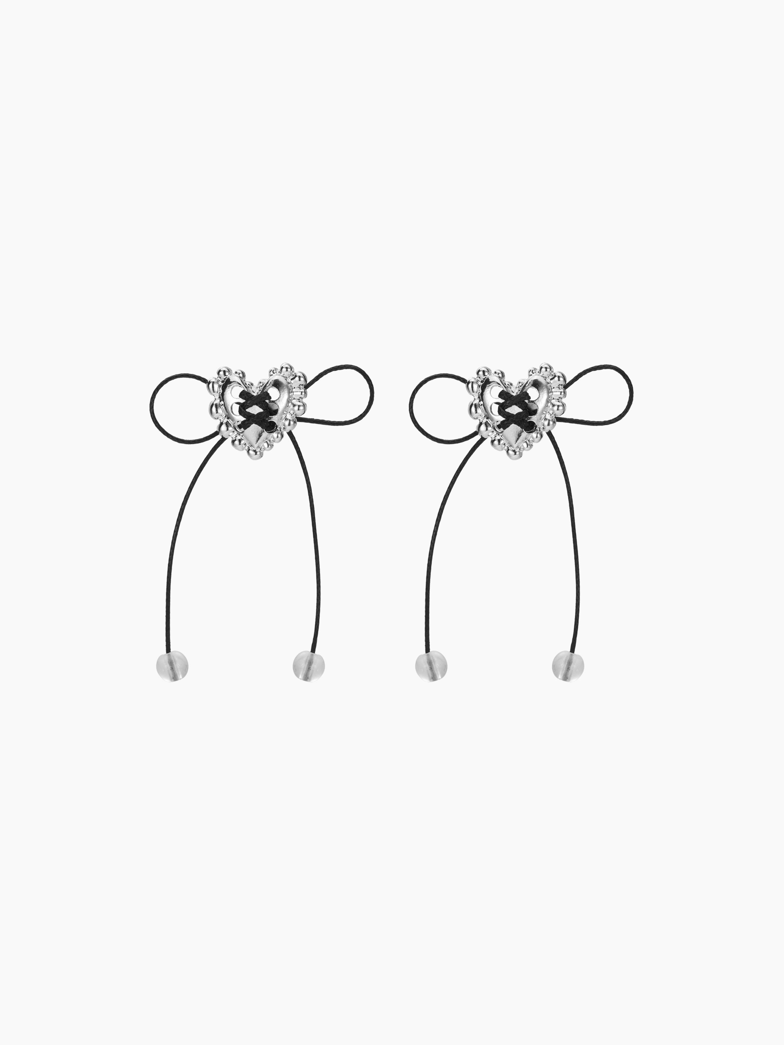 Bowknot & Heart Decor Stud Earrings  Product Image