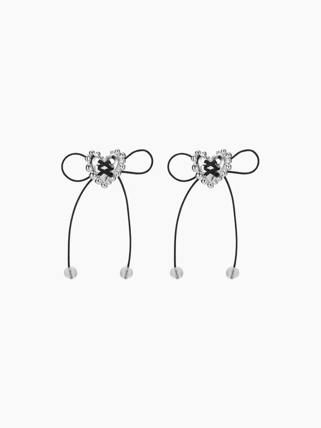 Bowknot & Heart Decor Stud Earrings  Product Image