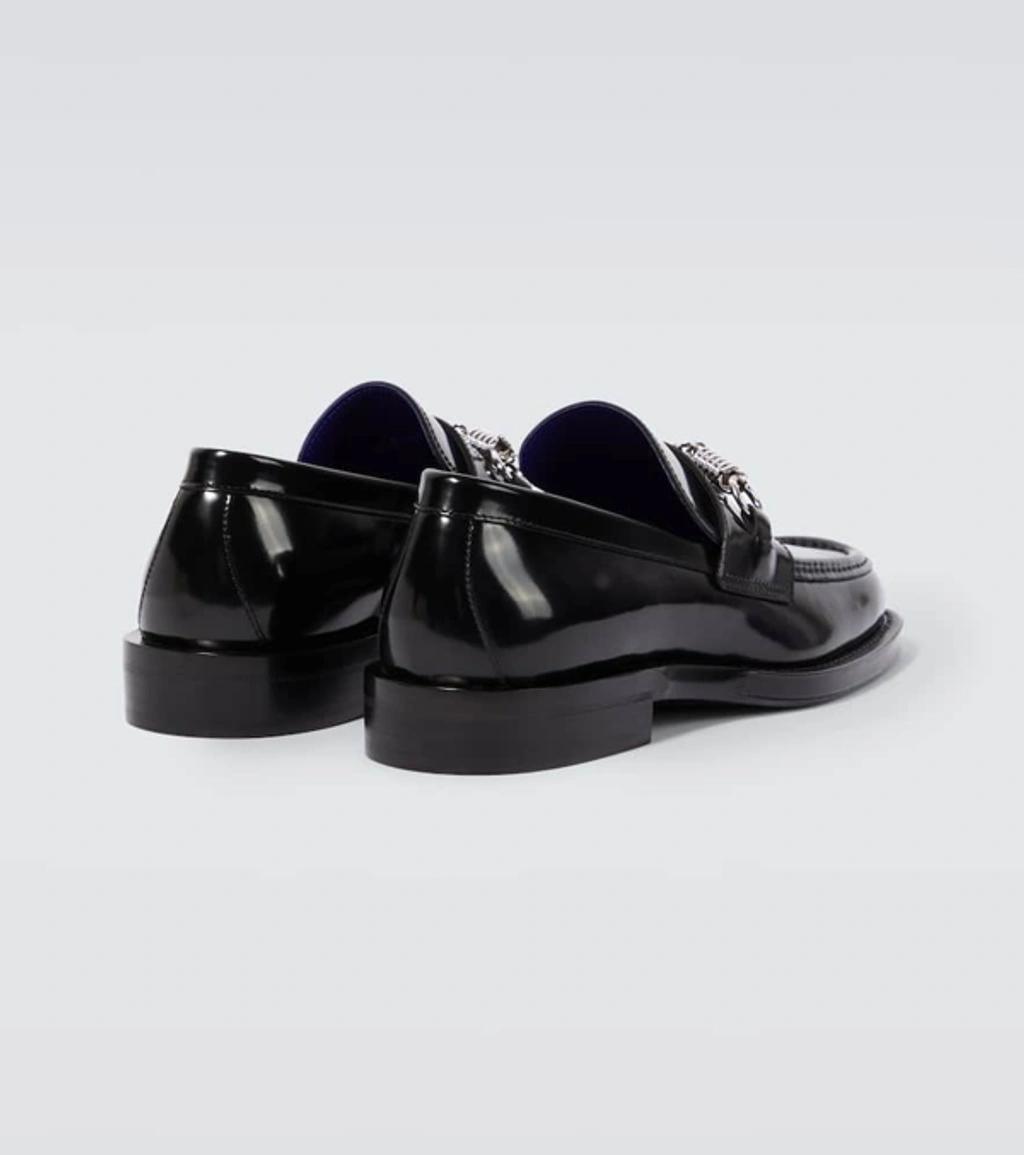 BURBERRY Embellished Leather Loafers In Black Product Image