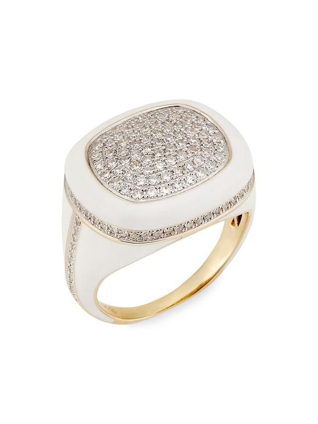 Womens 14K Yellow Gold, Enamel & 1.20 TCW Diamond Cocktail Ring Product Image