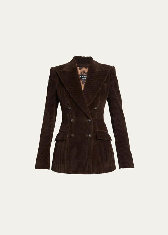 Double Breast Corduroy Jacket In Brown Product Image