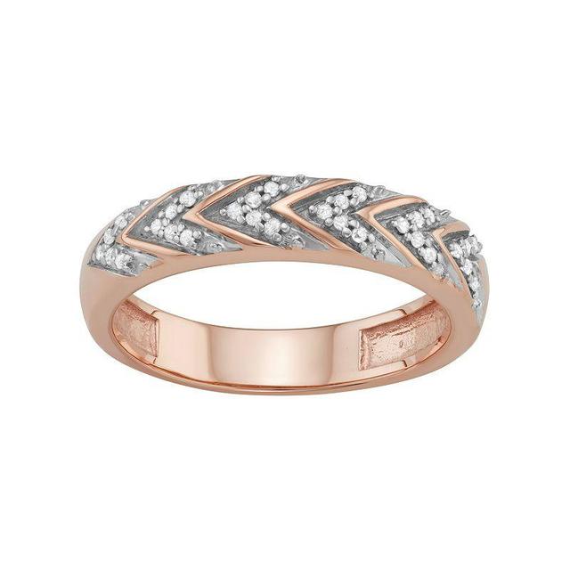 Jewelexcess Sterling Silver 1/10 Carat T.W. Diamond Chevron Ring, Womens Rose Gold Tone Product Image