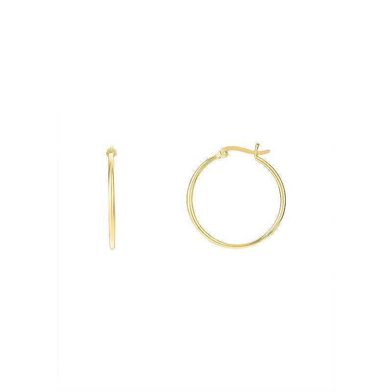 PRIMROSE 24k Gold Over Silver Polished Hoop Earrings, Womens Yellow Gold Tone Product Image