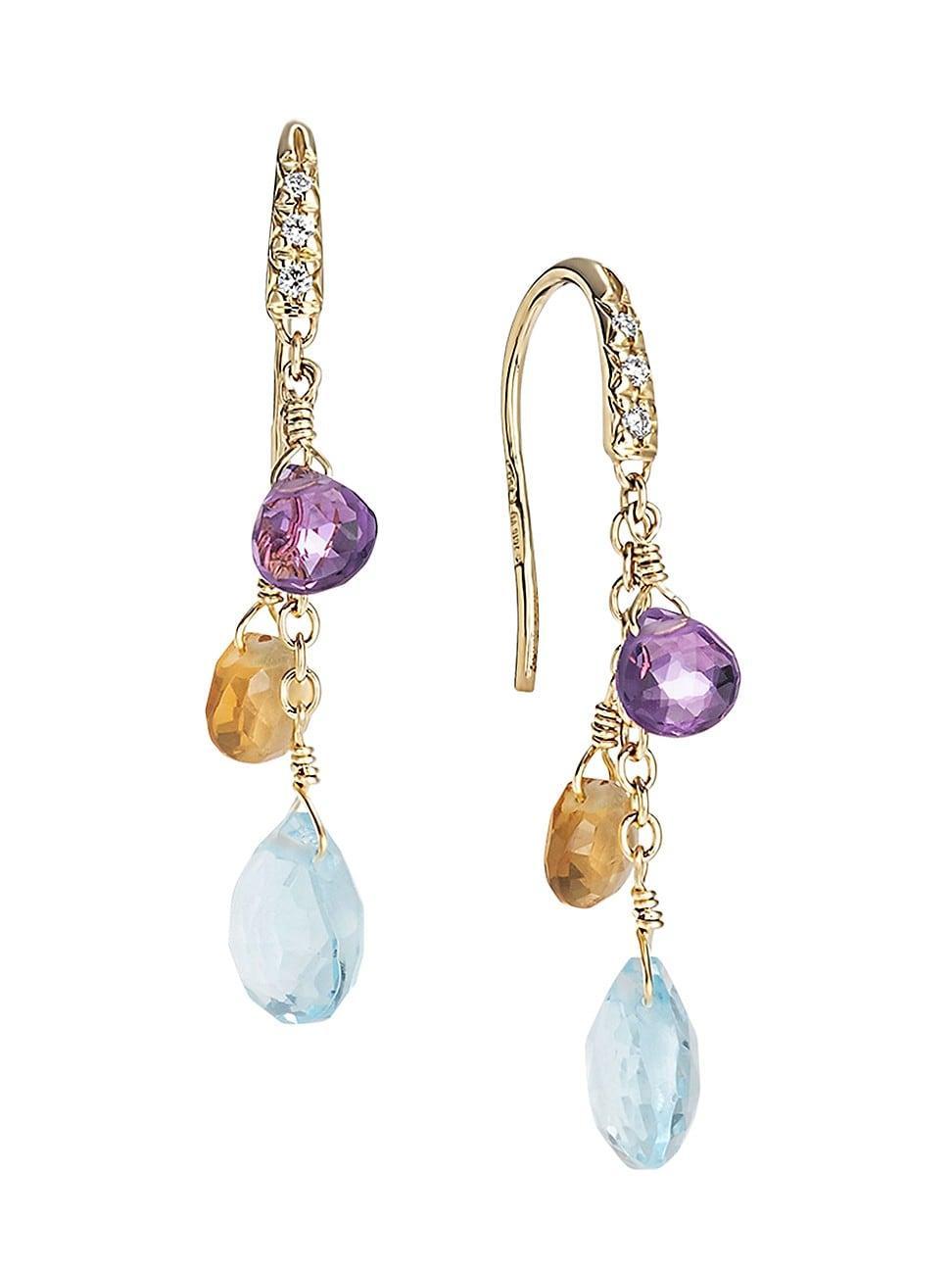 Womens Paradise 18K Yellow Gold & Mixed-Stone Short Drop Earrings Product Image