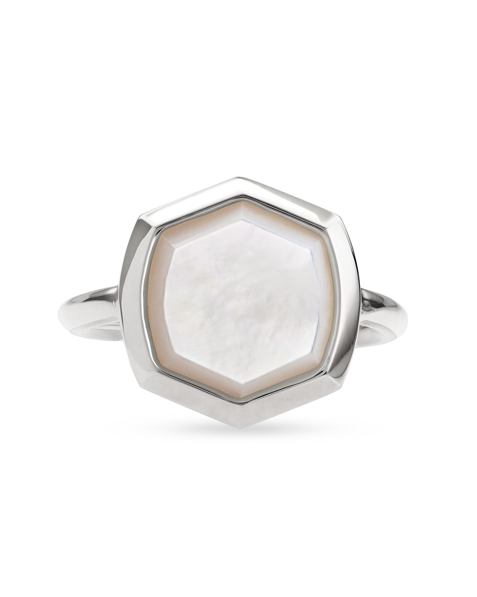 Kendra Scott Demi-fine Davis Stone Cocktail Ring (Sterling Silver/Ivory Mother-of-Pearl) Ring Product Image